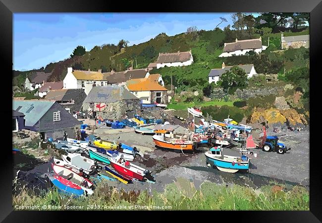 Cadgwith Cove on the Lizard Peninsula in Cornwall Framed Print by Rosie Spooner