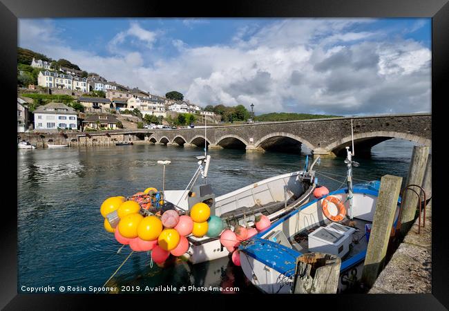 Fishing boats on The River Looe in Cornwall Framed Print by Rosie Spooner