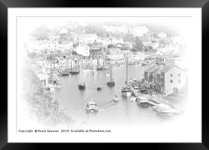 Looe Lugger Regatta in black and white Framed Mounted Print by Rosie Spooner