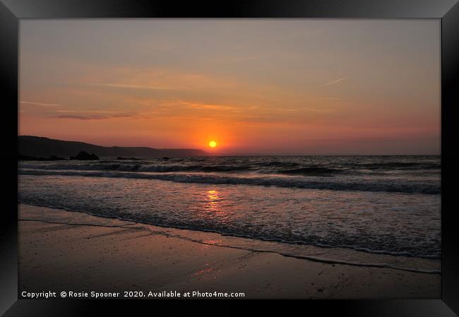 Sunrise on Looe Beach Framed Print by Rosie Spooner