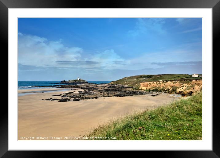 Godrevy Lighthouse view from Gwithian Beach Framed Mounted Print by Rosie Spooner