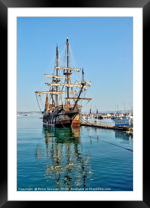 Pirate Ship El Galeon at Brixham Framed Mounted Print by Rosie Spooner