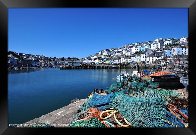 Beautiful  blue sky and water at Brixham Harbour Framed Print by Rosie Spooner