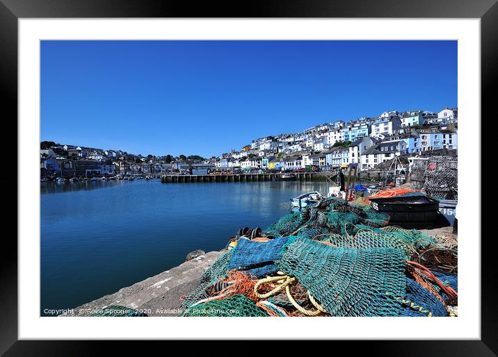 Beautiful  blue sky and water at Brixham Harbour Framed Mounted Print by Rosie Spooner