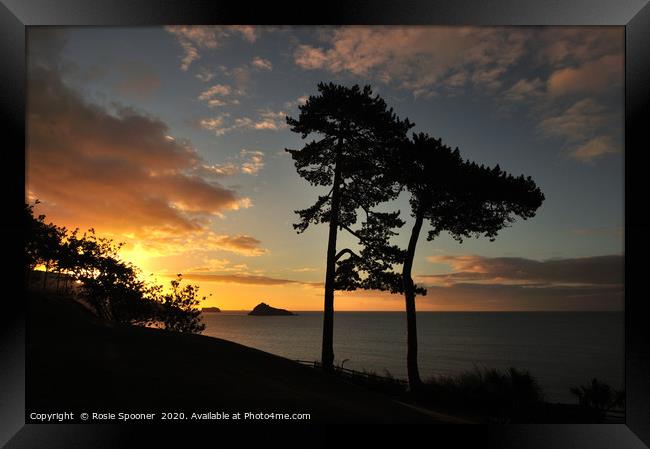Meadfoot Beach Sunrise in Torquay Devon Framed Print by Rosie Spooner