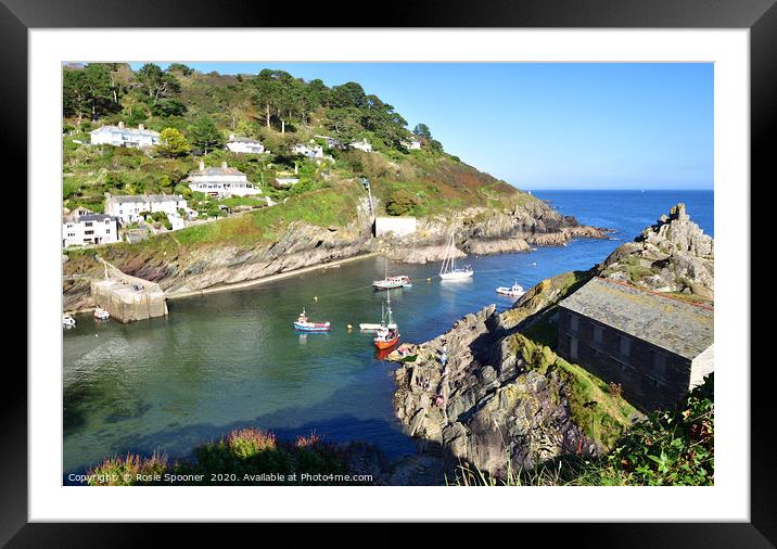 Polperro Outer Harbour and The Old Net Loft Framed Mounted Print by Rosie Spooner