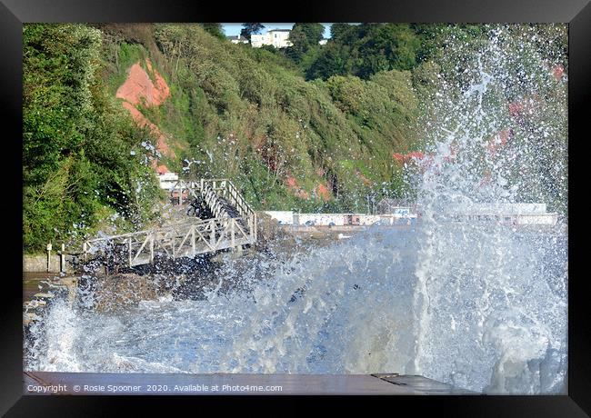 Rough Sea at Babbacombe in Torquay Framed Print by Rosie Spooner