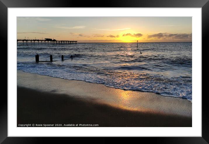 Teignmouth Pier and Groyne at Sunrise Framed Mounted Print by Rosie Spooner