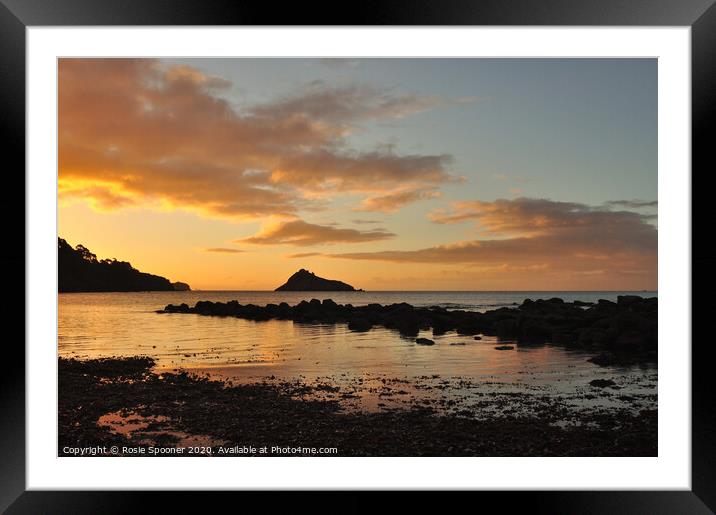 Thatcher Rock Sunrise Framed Mounted Print by Rosie Spooner