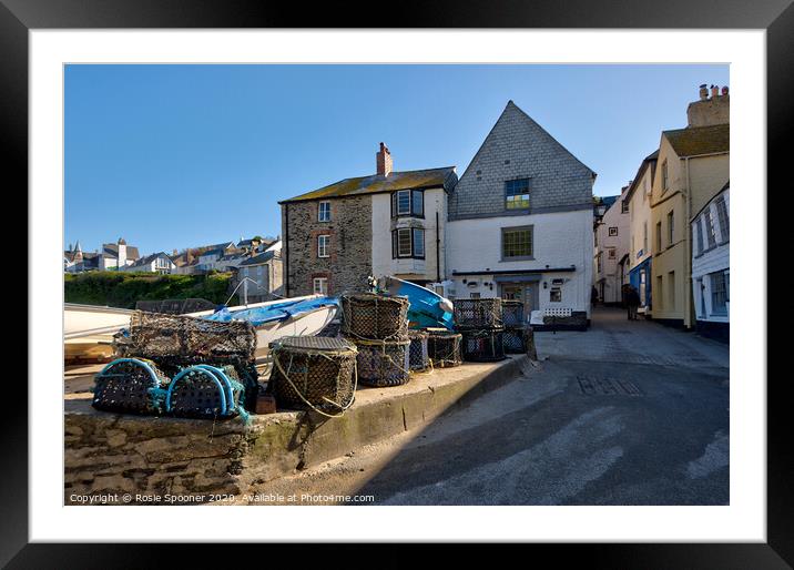 Lobster Pots at Port Isaac in North Cornwall Framed Mounted Print by Rosie Spooner