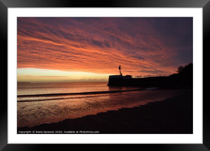 Vivid Sunrise on Looe Beach in Cornwall Framed Mounted Print by Rosie Spooner