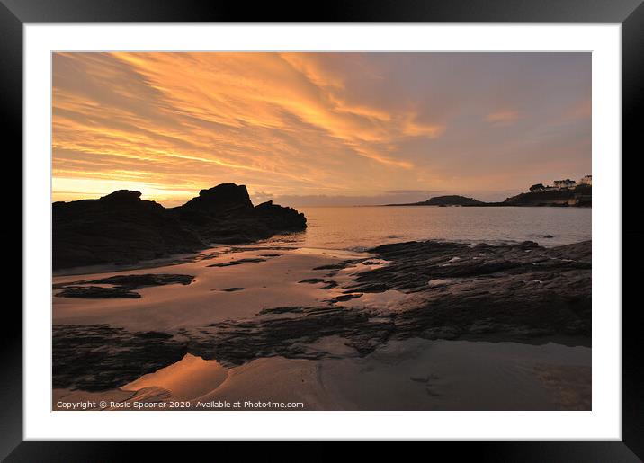 Low Tide sunrise on Looe Beach Cornwall  Framed Mounted Print by Rosie Spooner