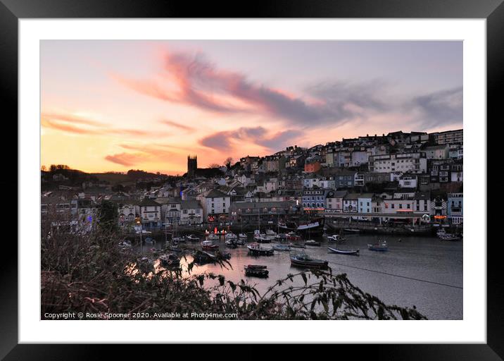 Brixham Harbour at Sunset Framed Mounted Print by Rosie Spooner