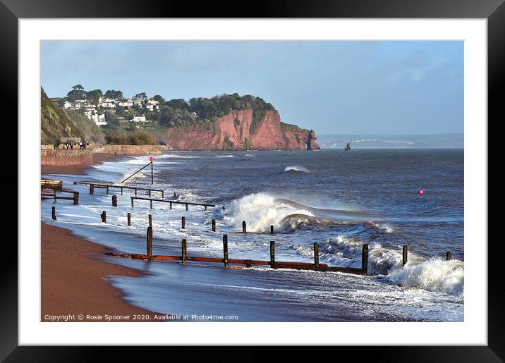 The waves roll in on Teignmouth Beach in South Devon Framed Mounted Print by Rosie Spooner