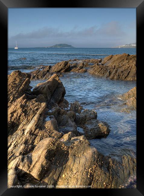Rock Pool view of Looe island Framed Print by Rosie Spooner