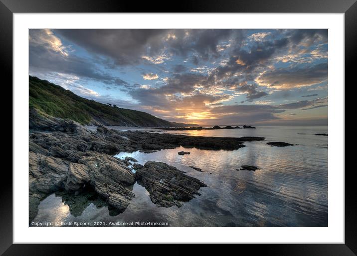 Sunrise view from Millendreath Beach in Looe Cornw Framed Mounted Print by Rosie Spooner