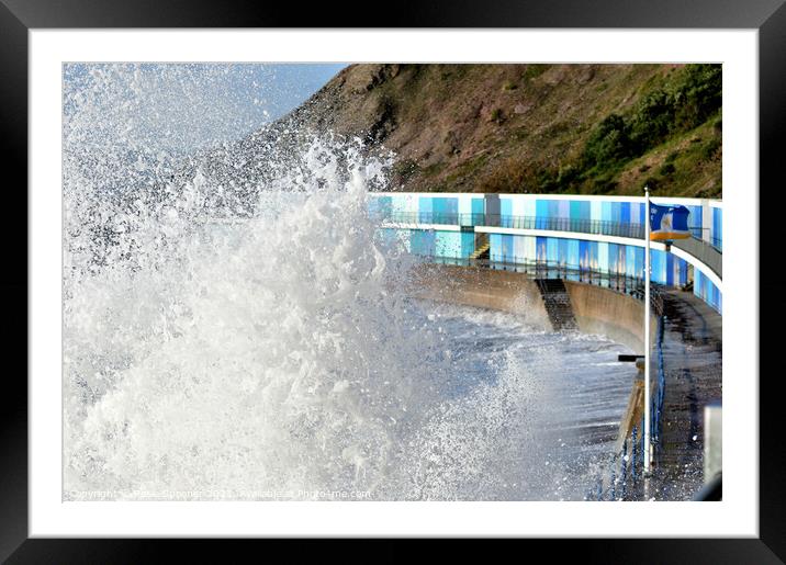 Rough seas at Meadfoot Beach in Torquay Devon Framed Mounted Print by Rosie Spooner