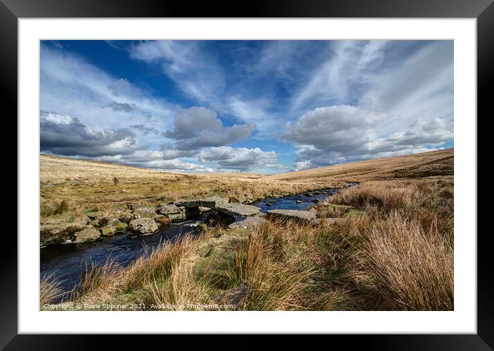 Clapper Bridge over The River Avon on Dartmoor Framed Mounted Print by Rosie Spooner