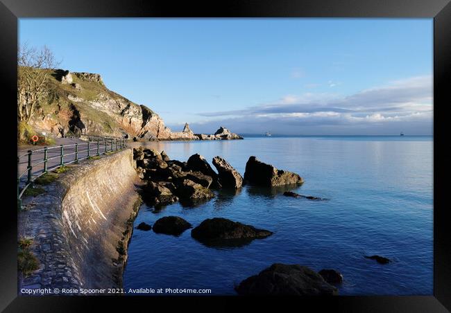 Early morning at Anstey's Cove in Torquay Framed Print by Rosie Spooner