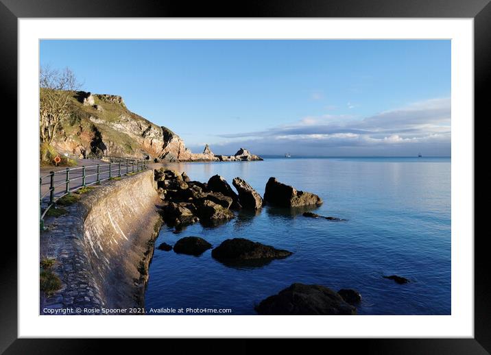 Early morning at Anstey's Cove in Torquay Framed Mounted Print by Rosie Spooner