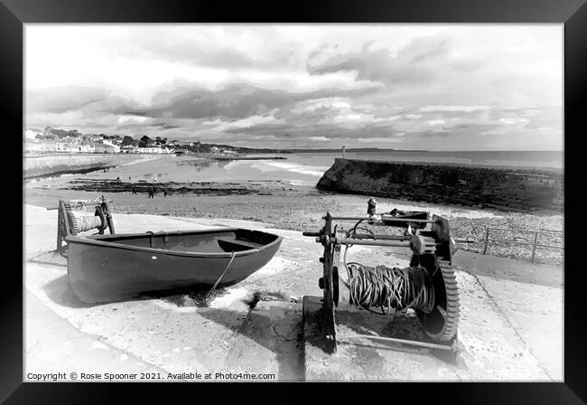 Boat Cove at Dawlish in Black and White Framed Print by Rosie Spooner