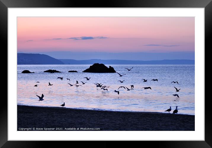 Sunrise on Looe Beach in Cornwall Framed Mounted Print by Rosie Spooner