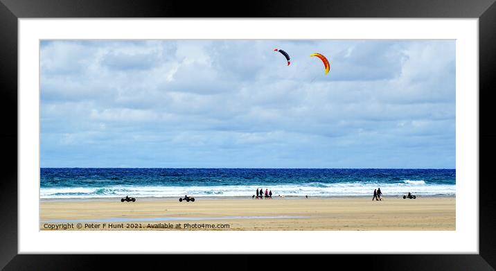 Land Kites And Dog Walkers Framed Mounted Print by Peter F Hunt
