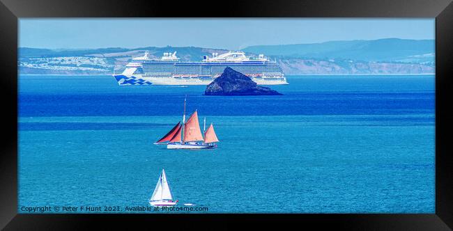 Three Boats In Torbay  Framed Print by Peter F Hunt