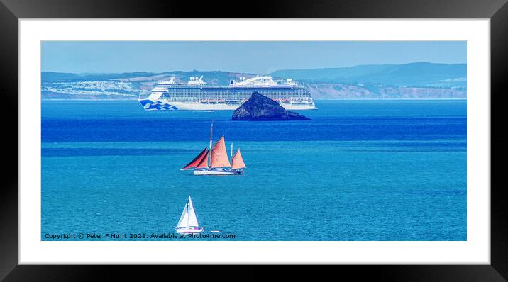 Three Boats In Torbay  Framed Mounted Print by Peter F Hunt