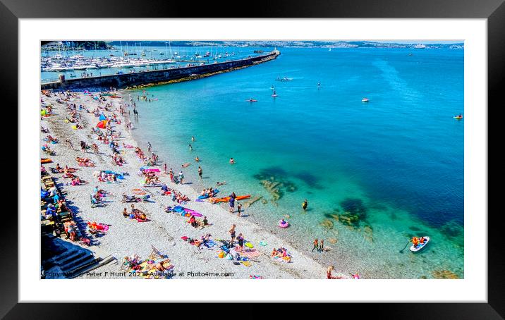 Brixham Beach And Breakwater Framed Mounted Print by Peter F Hunt