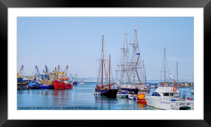 Tall Ships And Trawlers Framed Mounted Print by Peter F Hunt