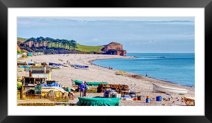 Fishing Boats And Beach Budleigh Salterton   Framed Mounted Print by Peter F Hunt