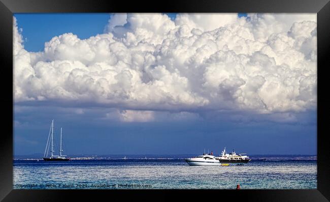 Dramatic Clouds Over Palma Bay Mallorca Framed Print by Peter F Hunt