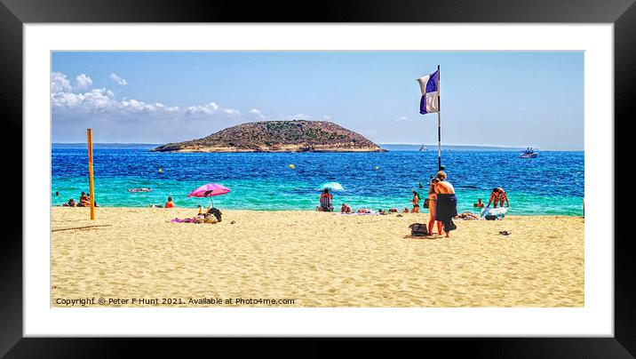 Magaluf Beach And Sa Porrassa Island Mallorca Framed Mounted Print by Peter F Hunt