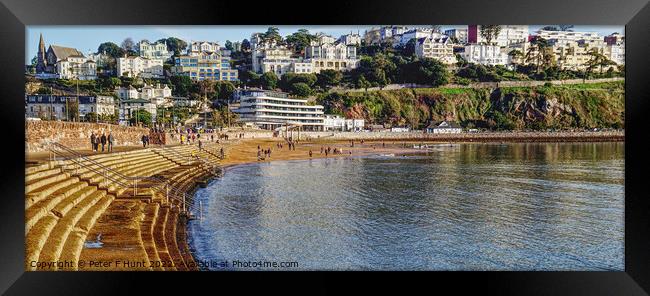 January On Torre Abbey Sands Torquay Framed Print by Peter F Hunt
