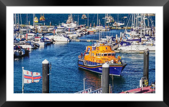Torbay Lifeboat Docking In Brixham  Framed Mounted Print by Peter F Hunt