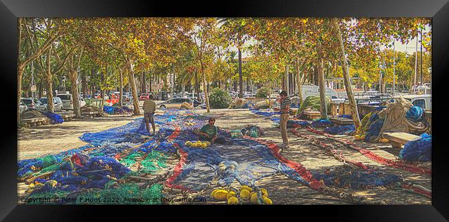 Mending The Nets Palma Mallorca Framed Print by Peter F Hunt