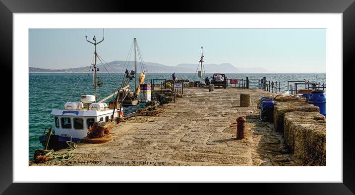 A Working Quay Lyme Regis Framed Mounted Print by Peter F Hunt