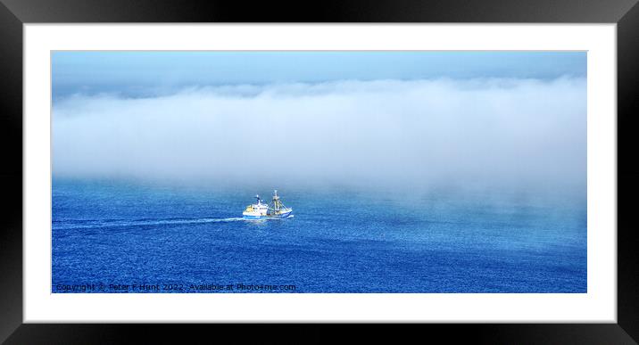 Brixham Trawler Sailing Into The Mist Framed Mounted Print by Peter F Hunt