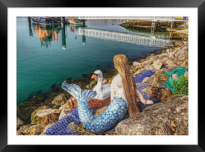 The Mermaid And The Swan Framed Mounted Print by Peter F Hunt