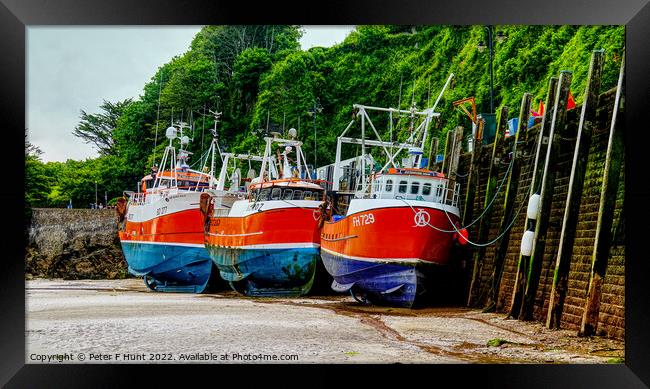 Three Fishing Boats Ilfracombe Framed Print by Peter F Hunt
