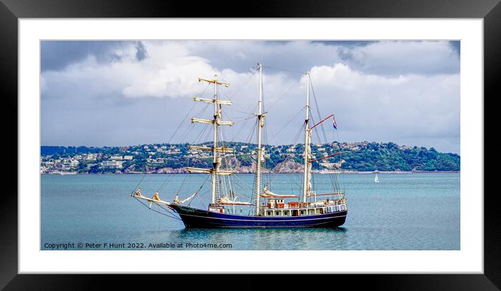 Thalassa Anchored Off Brixham Framed Mounted Print by Peter F Hunt