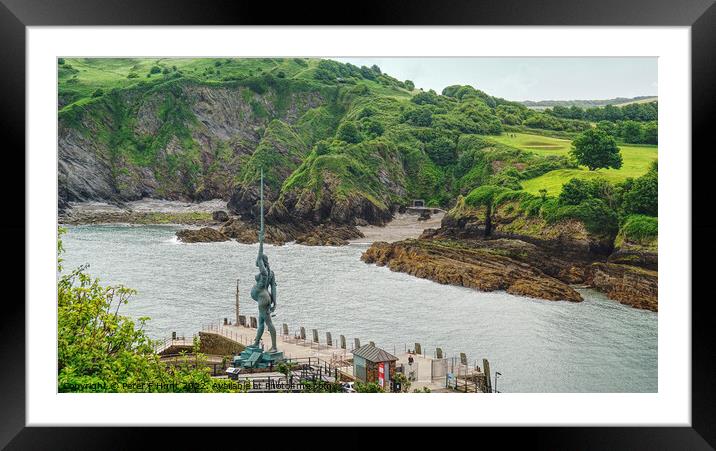 Verity Statue Overlooking The Harbour Entrance  Framed Mounted Print by Peter F Hunt