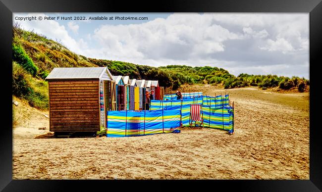 Beach Huts For Hire Saunton Sands Framed Print by Peter F Hunt