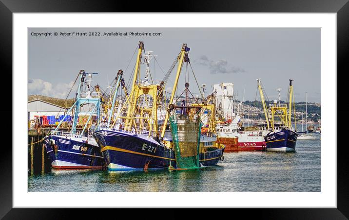 Fishing Trawlers In Port Framed Mounted Print by Peter F Hunt