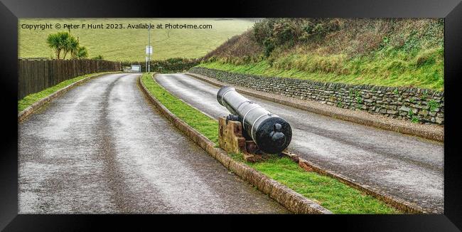 A Lone Cannon Guarding The Road Framed Print by Peter F Hunt