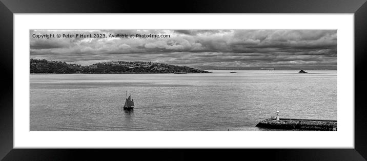Moody Torbay And A Lone Sailing Trawler Framed Mounted Print by Peter F Hunt