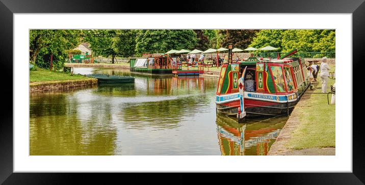 A Barge A Cafe And A Canal Framed Mounted Print by Peter F Hunt