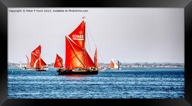 Red Sails On The River Framed Print by Peter F Hunt