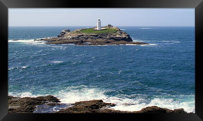 Godrevy Lighthouse Cornwall Framed Print by Peter F Hunt